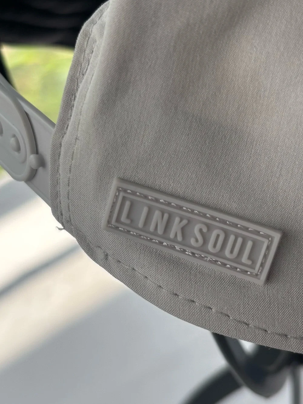 NEW Linksoul Gray 5 Panel Rope Trucker Hat Baseball Hat Pink Patch Snap Back